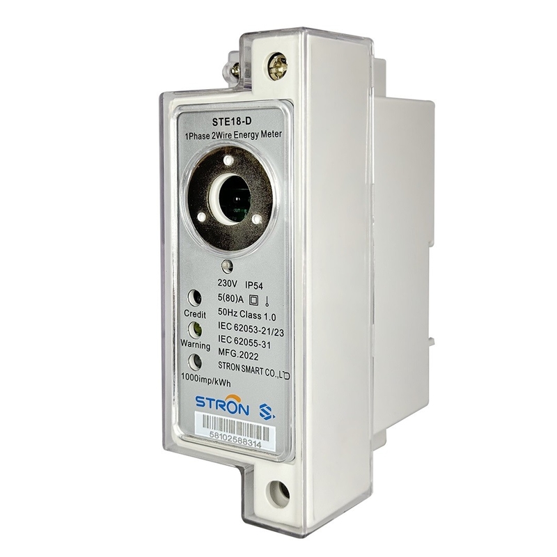 Stron STS پیش پرداخت Din Rail واحد فاز دیجیتال انرژی / برق متر با 2 سیم ارتباطات و واحد رابط مشتری