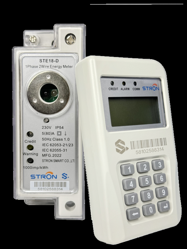 کنتور برق تک فاز STS پیش‌پرداخت DIN-Rail + ماژول ارتباطی CIU RF/PLC