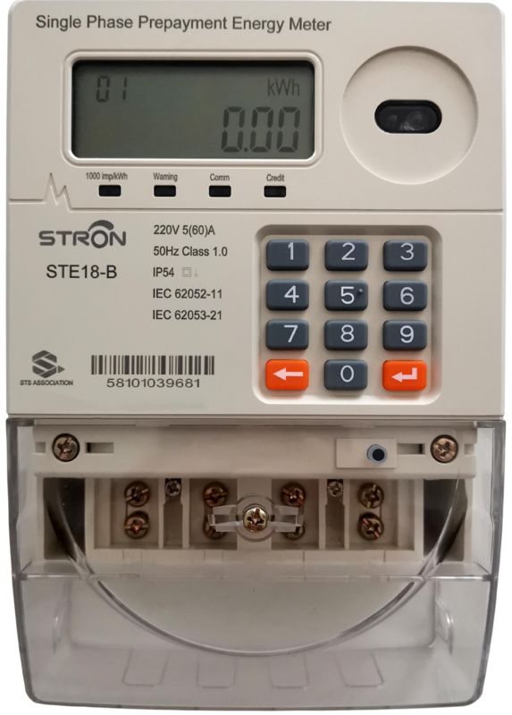 پیش پرداخت Smart Prepaid Electricity Meter Single Phase با نرم افزار فروش Stronpay که داده های پیش پرداخت و مصرف برق را فراهم می کند