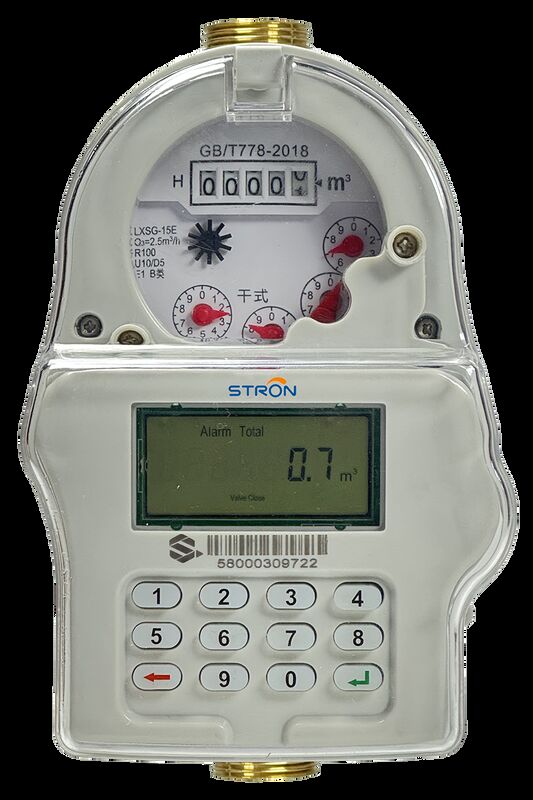 STRW240-A STS صفحه کلید پیش پرداخت آب سنج DN15-DN25 مس IP68 LoRa-RF Remote Reading ضد تعویض برای آب خانگی تجاری