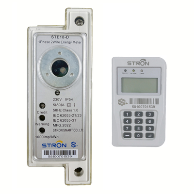 DIN Rail Split Keypad تک فاز متر برق پیش پرداخت با CIU
