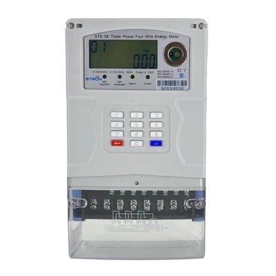 10A 3 فاز متر برق پیش پرداخت ، متر پیش پرداخت STS 400imp / KWh