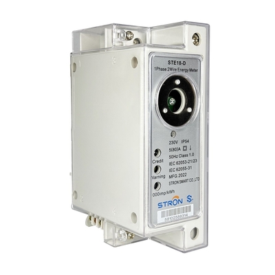 پیش پرداخت شده Din-Rail واحد فاز برق متر + CIU RF / PLC ماژول ارتباطات