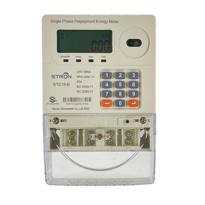 کنتور هوشمند انرژی تک فاز دو سیمه استرون STE18-B پیش پرداخت با نمایشگر LCD ضد آب IP54 دقت کلاس I LORA-RF 230V 60A