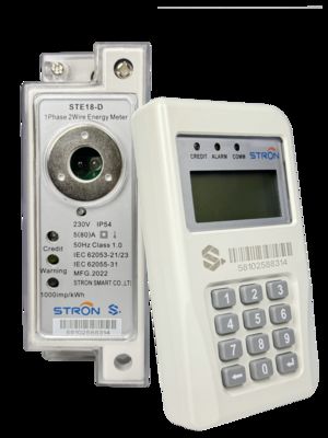 کنتور برق تک فاز STS پیش‌پرداخت DIN-Rail + ماژول ارتباطی CIU RF/PLC